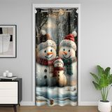 Homemissing Noel %30 -%50 Oda Karartma Perdesi Sevimli Noel Kardan Adam Kapı Perdesi Gizlilik 106x203 cm Noel Noel Kar Tanesi Oda Bölücü Perde Örtüsü Noel Pencere Uygulamaları