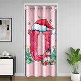 Homemissing Noel Ağaçları Kapı Perdesi Kapı Perdesi Gizlilik Mektubu U Yatak Odası Oturma Odası için Dolap Örtüsü Kardan Adam Noel Baba Şapka Oda Bölücü Perde 106 x 203 cm Kişiselleştirilmiş İlk U