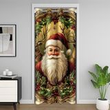 Homemissing Noel Baba Kapı Perdesi Kapı Perdesi Gizlilik için 106x203 cm Çocuklar Mutlu Noeller Dolap Kapağı Noel Kırmızı Oda Bölücü Perde Mikrofiber