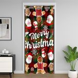 Homemissing Noel Kapı Perdesi Kapı Perdesi Gizlilik Noel Baba Dolap Örtüsü Kardan Adam Odası Bölücü Perde 150x203 cm Zencefilli Kurabiye Yatak Odası Oturma Odası Pencere Uygulamaları