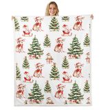 Homemissing Noel Temalı Peluş Battaniye Sevimli Geyik Tavşan Polar Battaniye Çocuklar Erkek Kız Çocuklar için Noel Ağacı Sherpa Battaniye Karikatür Hayvan Bulanık Battaniye, Çekyat Kanepe için, Çift