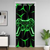 Homemissing Oyun Dolabı Kılıfı, 132 x 203 cm 1 Panel Oyun Odası Bölücü Perde Yatak Odası Oturma Odası için Oyun Kontrolörü Kapı Perdesi Kapı Geçidi Gizlilik Geometrik Oyun Padi Yeşil Oda Dekoru
