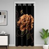 Homemissing Parlayan Bronz Gül Baskılı Kapı Perdesi Kapı Perdesi Gizlilik Siyah Gotik forSwirling Line Sanat Odası Bölücü Perde 86x203 cm Gotik Romantik Karartıcı Karartma Moody Çiçek Dekor