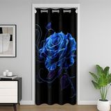 Homemissing Parlayan Mavi Gül Baskı Kapı Perdesi Kapı Pencere için 132x213cm Siyah Gotik Isı Yalıtımlı Geçici Oda Bölücüler Dönen Çizgi Sanat Dolap Kapağı Gotik RomantizMoody Çiçek Dekor