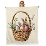 Homemissing Paskalya Dekorasyonu Polar Battaniye Tek 50x150 cm Mutlu Paskalya Peluş Battaniye Küçük Tavşan Tavşan Sevimli Hayvan Rüya Hediye Odası Dekoru