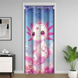 Homemissing Pembe Axolotl Kapı Perdesi Kapı Koruması için Sevimli Axolotl Dolap Örtüsü Yatak Odası Oturma Odası Karikatür Semender Oda Bölücü Perde 150 x 203 cm Kawaii Karartma Ev Dekoru