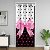 Homemissing Pembe Fiyonklu Kapı Perdesi Kapı Gizliliği için Sevimli Kalp Desenli Dolap Örtüsü Karikatür İlmek Oda Bölücü Perde 106x213 cm Kawaii Papyon Yatak Odası Oturma Odası Pencere Uygulamaları