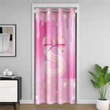 Homemissing Pembe Fiyonklu Kapı Perdesi Kapı Pencere için 86x203 cm Baş Harfleri Isı Yalıtımlı Geçici Oda Bölücüler Kişiselleştirilmiş Mektup S Dolap Kapağı Monogramlı Yatak Odası Oturma Odası Glitter