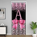 Homemissing Pembe Fiyonklu Kapı Perdesi Kapı Perdesi Gizlilik Leopar Baskılı Dolap Örtüsü Yatak Odası Oturma Odası için İlk Harf A Oda Bölücü Perde 86 x 203 cm Çita Dekoru Karartma Karartma Ev Dekoru