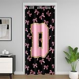 Homemissing Pembe Fiyonklu Kapı Perdesi Kapı Perdesi Oturma Odası için Monogramlı Dolap Örtüsü Kişiselleştirilmiş İlk D Oda Bölücü Perde 86x203 cm Coquette Fiyonk Karartma Karartma Ev Dekoru