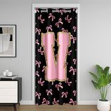 Homemissing Pembe Fiyonklu Kapı Perdesi Kapı Perdesi Oturma Odası için Monogramlı Dolap Örtüsü Kişiselleştirilmiş İlk V Oda Bölücü Perde 132x213 cm Coquette Fiyonk Karartma Karartma Ev Dekoru