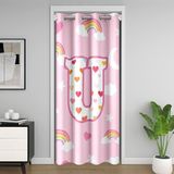 Homemissing Pembe Gökkuşağı Kapı Perdesi Kapı Perdesi Gizlilik Yıldız Ay Baskılı Dolap Örtüsü Kişiselleştirilmiş Mektup U Oda Bölücü Perde 150x203 cm Renkli Aşk Kalp Yatak Odası Oturma Odası Pencere