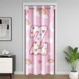 Homemissing Pembe Gökkuşağı Kapı Perdesi Kapı Perdesi Gizlilik Yıldız Ay Baskılı Dolap Örtüsü Kişiselleştirilmiş Mektup Z Oda Bölücü Perde 150x203 cm Renkli Aşk Kalp Yatak Odası Oturma Odası Pencere