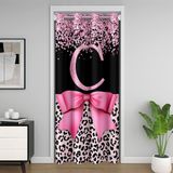 Homemissing Pembe ilmek kapı perdesi kapı pencere için 106x213cm leopar baskı termal yalıtımlı geçici oda bölücüler ilk harf C dolap kapağı çita dekor yatak odası oturma odası mikrofiber