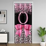 Homemissing Pembe ilmek kapı perdesi kapı pencere için 132x203cm leopar baskı termal yalıtımlı geçici oda bölücüler ilk harf O dolap kapağı çita dekor yatak odası oturma odası mikrofiber