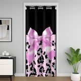 Homemissing Pembe İpek Fiyonk Kapı Perdesi Kapı Perdesi Gizlilik Sevimli Leopar Dolap Örtüsü Siyah Pembe Oda Bölücü Perde 106x203 cm Tatlı Romantik Yatak Odası Oturma Odası Pencere Uygulamaları