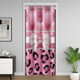Homemissing Pembe İpek Fiyonklu Kapı Perdesi Kapı Perdesi Gizlilik Leopar Dolap Örtüsü Pembe Papyon Oda Bölücü Perde 106 x 213 cm Tatlı Romantik Yatak Odası Oturma Odası Pencere İşlemleri