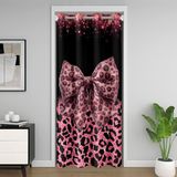 Homemissing Pembe Kurdele Kapı Perdesi Gizlilik Leopar Kurdele Gardırop Koruyucu Kız Papyon Oda Bölücü Perde 106 x 203 cm Yatak Odası Oturma Odası Pencere Uygulamaları