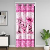 Homemissing Pembe Kurdele Leopar Kapı Perdesi Kapıda Gizlilik Kişiselleştirilmiş İlk Harf M Oturma Odası için Gardırop Örtüsü Papyon Oda Bölücü Perde 132 x 203 cm Sevimli Romantik Karartma