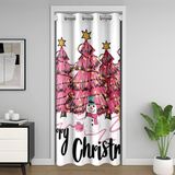 Homemissing Pembe Noel Ağacı Kapı Perdesi Kapı Perdesi Gizlilik 132x203 cm Mutlu Noeller Odası Bölücü Perde Örtüsü Noel Baba Noel Temalı %30 -%50 Karartma Karartma Perdesi Sevimli Geyik Kapı Perdesi