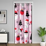 Homemissing Pembe Noel Kapı Perdesi Kapı Gizliliği için Noel Ağacı ve Kardan Adam Dolap Örtüsü Noel Baba Odası Bölücü Perde 86x203 cm Yatak Odası Oturma Odası Pencere Uygulamaları