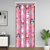 Homemissing Pembe Noel Kapı Perdesi Kapı Pencere için 106x203 cm Mutlu Noeller Isı Yalıtımlı Geçici Oda Bölücüler Noel Baba Dolap Örtüsü Noel Ağacı Yatak Odası Oturma Odası Sıcak Pembe Mavi