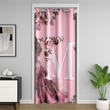 Homemissing Pembe Prenses Çiçekleri Kapı Perdesi Kapı Geçidi Gizliliği için, 106 x 203 cm 1 Panel, Çiçek Açan Çiçekler Klozet Örtüsü, Kişiselleştirilmiş Mektup M Oda Bölücü Perdesi, Monogramlı