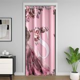 Homemissing Pembe Prenses Çiçekleri Kapı Perdesi Kapı Geçidi Gizliliği için, 150 x 203 cm 1 Panel, Çiçek Açan Çiçekler Dolap Örtüsü, Kişiselleştirilmiş Mektup S Oda Bölücü Perdesi, Monogramlı