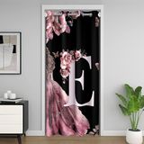 Homemissing Pembe Prenses Çiçekleri Kapı Perdesi Kapı Geçidi Gizliliği için, 86 x 203 cm 1 Panel, Çiçek Açan Çiçekler Dolap Örtüsü, Kişiselleştirilmiş E Harfi Oda Bölücü Perdesi, İlk E Yıkanabilir