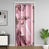 Homemissing Pembe Prenses Çiçekleri Kapı Perdesi Kapı Geçidi Gizliliği için, 86x203 cm 1 Panel, Çiçek Açan Çiçekler Dolap Örtüsü, Kişiselleştirilmiş Mektup X Oda Bölücü Perdesi, Monogramlı Yıkanabilir