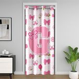 Homemissing Pembe Sevimli Fiyonklu Kapı Perdesi Kapı Gizliliği için Sevimli Çiçek Dolap Örtüsü Kişiselleştirilmiş Mektup G Oda Bölücü Perde 132x213 cm Pembe Kare Kafes Yatak Odası Oturma Odası Pencere