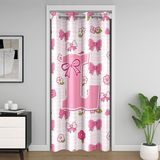 Homemissing Pembe Sevimli Fiyonklu Kapı Perdesi Kapı Gizliliği için Sevimli Çiçek Dolap Örtüsü Kişiselleştirilmiş Mektup L Oda Bölücü Perde 132x203 cm Pembe Kare Kafes Yatak Odası Oturma Odası Pencere