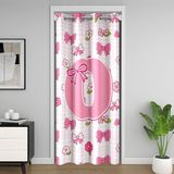 Homemissing Pembe Sevimli Fiyonklu Kapı Perdesi Kapı Gizliliği için Sevimli Çiçek Dolap Örtüsü Kişiselleştirilmiş Mektup O Oda Bölücü Perde 132x213 cm Pembe Kare Kafes Yatak Odası Oturma Odası Pencere