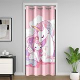 Homemissing Pembe Tek Boynuzlu At Kapı Perdesi 86 x 203 cm Çocuklar için Sihirli Hayvan Dekoru %30-%50 Oda Karartma Karartma Erkek Kız Gençler için Rüya Gibi At Odası Bölücü Perde Örtüsü