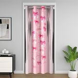 Homemissing Pembe ve Siyah Dolap Örtüsü 132x203cm 1 Panel Çocuk Yay Odası Bölücü Perde Yatak Odası Oturma Odası için Kawaii Ilmek Kapı Perdesi Kapı Geçidi Gizlilik Modern Oda Dekoru