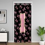 Homemissing Pembe yay kapı perdesi kapı pencere için 132x213cm monogramlı termal yalıtımlı geçici oda bölücüler kişiselleştirilmiş ilk I dolap kapağı Coquette ilmek oturma odası mikrofiber