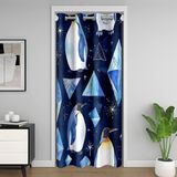 Homemissing Penguen Dolap Kapı Örtüsü Yatak Odası için Perde 150 x 203 cm Komik Hayvan Baskılı Kapı Perdesi Kapı Mahremiyeti için Güney Kutbu Kutup Hayvanı Desenli Doğa Bölücü Perde Mavi Pencere