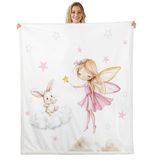 Homemissing Peri Küçük Tavşan Polar Battaniye Tek 50x60 Inç Rüya Prenses Peluş Battaniye Yumuşak Bulut Sihirli Peri Duvar Odası Dekor