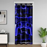 Homemissing Petek Gamer Kapı Perdesi Gizlilik 106x203 cm Çocuklar Erkek Kız Oyun Odası Bölücü Perde Geometrik Oynanan Yatak Odası Deocr Mavi Işık Oyun Denetleyicisi Pencere Uygulamaları