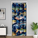 Homemissing Pike Balık Kapı Perdesi Kapı Perdesi Gizlilik Balıkçılık Dolap Örtüsü Yatak Odası Oturma Odası Kabin Odası Bölücü Perde 106x203 cm Karartma Ev Dekoru