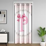 Homemissing Prenses tarzı ilmek kapı perdesi kapı pencere için 106x213cm ilk harf P termal yalıtımlı geçici oda bölücüler sevimli Kawaii yay dolap örtüsü yatak odası oturma odası mikrofiber