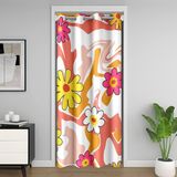 Homemissing Retro Hippi Çiçek Kapı Perdesi Gizlilik için 106 x 203 cm Vintage Soyut Oda Bölücü Perde Geometrik 60S 70S Harika Çiçek %30 -%50 Oda Karartma Perdesi Sarı Pencere Uygulaması