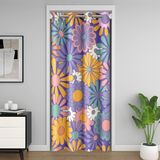 Homemissing Retro Hippi Çiçek Kapı Perdesi Gizlilik için 132x203 cm 60S 70S Harika Çiçek Baskı Bölücü Perde Vintage Boho Bitki Çiçekli Botanik %30 -%50 Oda Karartma Perdesi Mor Pencere Uygulaması