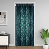 Homemissing Retro Jakarlı Kapı Perdesi Kapı Perdesi 106x203 cm Mavi ve Siyah Oda Bölücü Perde Örtüsü Siyah Damask %30 -%50 Oda Karartma Perdesi Vintage Damask Çiçek Pencere Uygulamaları