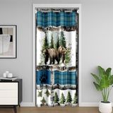 Homemissing Rustik Ayı Klozet Örtüsü Av Kapısı Perdesi Oturma Odası Kabin Dekoru Oda Bölücü Perde Mavi Ekose Yalıtımlı Termal Perde, 106 x 203 cm 1 Panel, %30 - %50 Karartma
