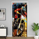 Homemissing Sarı Dirt Bike %30 -%50 Karartma Perdeleri 106 x 203 cm Gizlilik Yarışı Motokros Binici Motokros Odası Bölücü Perde Kapağı Motosiklet Pencere Uygulamaları için Extreme Sport Kapı Perdesi
