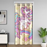 Homemissing Sarı Tek Boynuzlu At Kapı Örtüsü Perde 150 x 203 cm Unicorn Glitter Kapı Perdesi Kapı için Gizlilik Yıldız Gökkuşağı Karartma Yalıtımlı Termal Perde Sevimli Tek Boynuzlu At Oda Bölücü