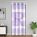 Homemissing Şerit Parıltılı Harf R Baskılı Kapı Perdesi Kapı Perdesi Gizlilik Mor Fiyonklu Dolap Örtüsü Monogram İlk Tasarım Oda Bölücü Perde 132x203 cm Kişiselleştirilmiş İlk Yatak Odası Oturma Odası
