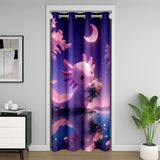 Homemissing Sevimli Axolotl Kapı Kapı Perdesi Pencere 150 x 203 cm Karikatür Semender Isı Yalıtımlı Geçici Oda Bölücü Kawaii Deniz Yaşamı Gardırop Mor Yatak Odası Oturma Odası Mikrofiber