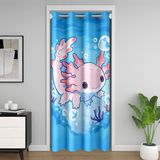 Homemissing Sevimli Axolotl Kapı Perdesi Gizlilik Karikatür Semender Gardırop Örtüsü Kawaii Okyanus Yaşamı Oda Bölücü Perde 132 x 213 cm Mavi ve Pembe Yatak Odası Oturma Odası